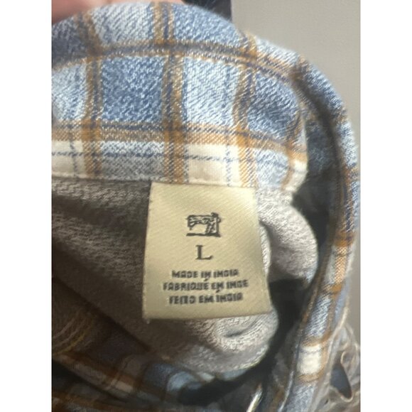 Scotch & Soda Mens Large Blue & Brown Plaid Button-Down Shirt 100% Cotton Long S - Picture 4 of 7